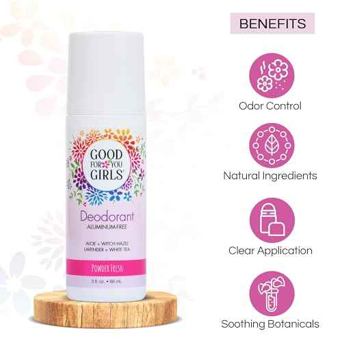 Good for You Girls Aluminum-Free, Natural Deodorant for Kids, Pre teens, Teens, Safe & Effective Odor Control, Clear Roll-On, Natural Fragrance, Vegan, Made in USA | Soft Powder, 3 oz (Pack of 2)