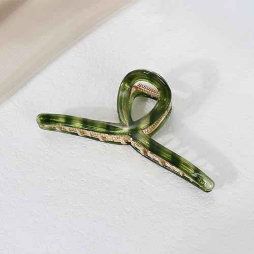 Big Hair Claw Clip Metal Claw Clips for Women Strong Hold Claw for Heavy Hair Green Acetate Claw Clips for Girls 4.5" Jaw Clamp Large Hair Accessories for Long Thick Hair (New Green)