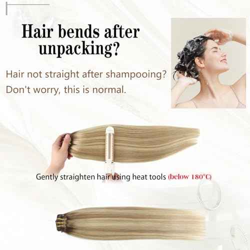 ABH AMAZINGBEAUTY HAIR Clip in Hair Extensions Ash Brown-Beach Blonde with Dark Brown Root R3-8-613 Real Human Hair Clip ins 16 Inch 8pcs/120g Real Hair Extensions For Women