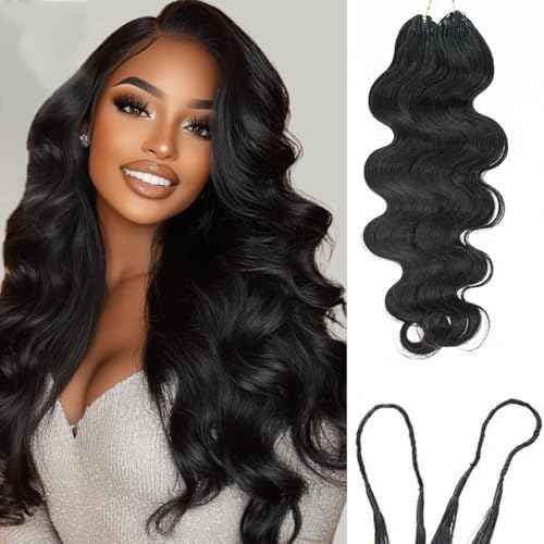 Body Wave Feather Crochet Braid Human Hair Extensions Knotless Pre-Separated Crochet Hair Extensions Human Hair Natural Color 16inch 120g