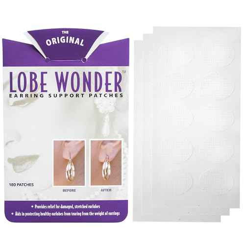 Lobe Wonder - The Original Ear Lobe Support Patch for Pierced Ears - Eliminates The Look of Torn or Stretched Piercings - Protects Healthy Ear Lobes from Tearing
