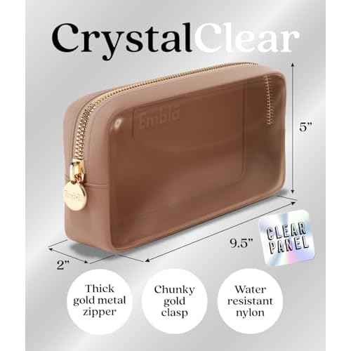 Embla Clear Cosmetic Bag Makeup Case, Clear Zipper Make Up Pouch and Toiletry Travel Tote, Cute Skincare Pouches for Women Girls, Preppy Purse Cosmetic Organizer, Small Makeup Bags, Mocha Mousse