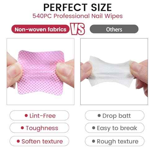 Lint Free Nail Wipes in storage case, Non-Woven Soft Nail Polish cleaner Wipes, Super Absorbent Pad for Fingernail Polish Remover - Eyelash Extension - Finger Art Supplies (1080 Pink)