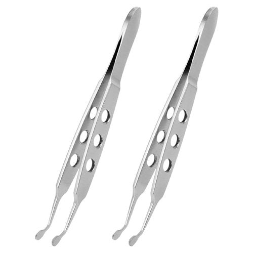 FOMIYES 2pcs Stainless Steel Meibomian Expressor Forceps for Eyelid Massage Eye Care Tweezers for Blockage Removal Compact Design for Home Travel Use