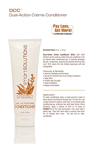 smartSOLUTIONS Dual-Action Creme Conditioner | Sulfate, Paraben & Sodium Chloride Free | Color Safe & Chemically Treated Hair Safe (8 fl oz)