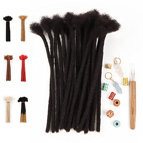 Orientfashion Human Hair Natural Color Handmade Crochet Afro Hair Soft Dreadlocks Extensions 0.6cm Thickness (10inch-0.6cm（Pack of 20Locs）)