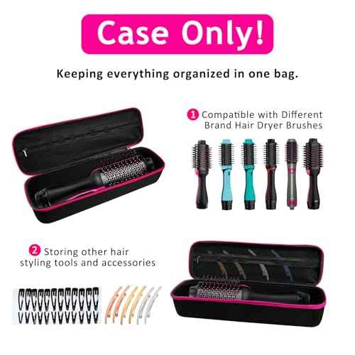 Hard Carrying Case for Revlon Hair Dryer Brush Original 1.0/Plus 2.0,Portable Travel Storage Bag Compatibility with All Brand Hot Tools Volumizer Hot Air Brush (Rose Red)