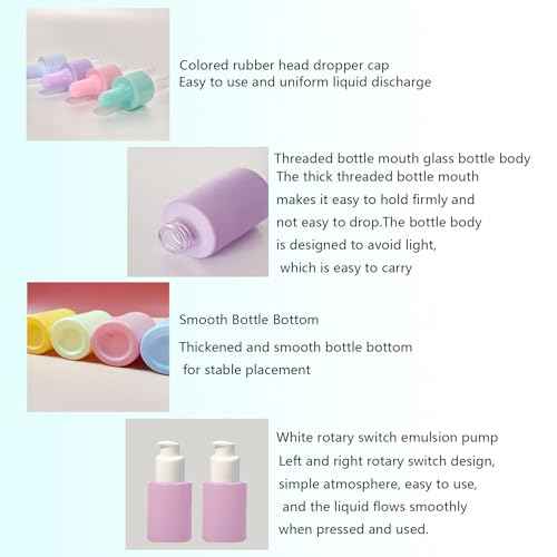 4 Pack 1oz Glass Dropper Bottle,Green Glass Dropper Bottles with 2 Funnels & 2 Lotion Pumps,30 ml Eye Dropper Bottles For Essential Oils,Serums,Lotion,Tincture Bottles (C -Green)
