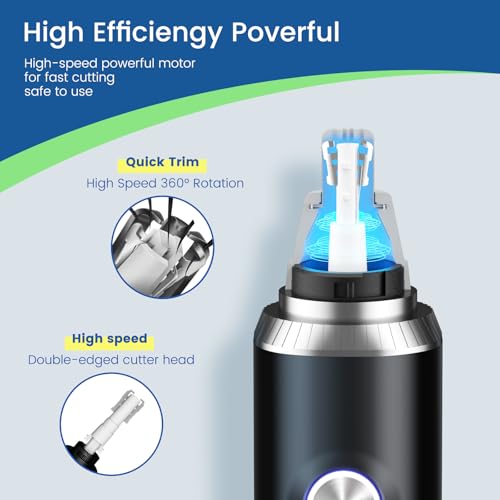 Ear and Nose Hair Trimmer for Men, 2025 Professional Painless USB Rechargeable Eyebrow & Facial Hair Trimmer, 13,000 RPM Precision Tool with Powerful Motor and Dual-Edge Blades, IPX7 Waterproof