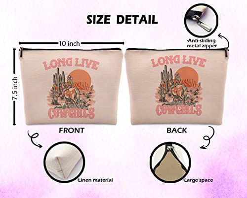 Dwept Pink Cowgirl Cosmetic Bag, Western School Supplies for Teen Girls Makeup Bag for Purse, Western Makeup Bag, Long Live Cowgirls Preppy Gifts Cowgirl Gifts Pouch Bags, Western Bags for Women