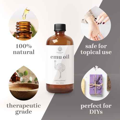 Emu Oil by Essential Delights - Premium Carrier Oil for Skin, Face, Body, Hair Revitalization, and Essential Oil Dilution (16 Fl.Oz.)
