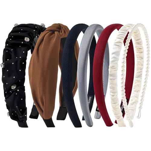 Sunolga 7 Pack Black Headbands for Women Girls Non Slip Padded Hairbands Head bands Wide Headbands Trendy Hair Accessories