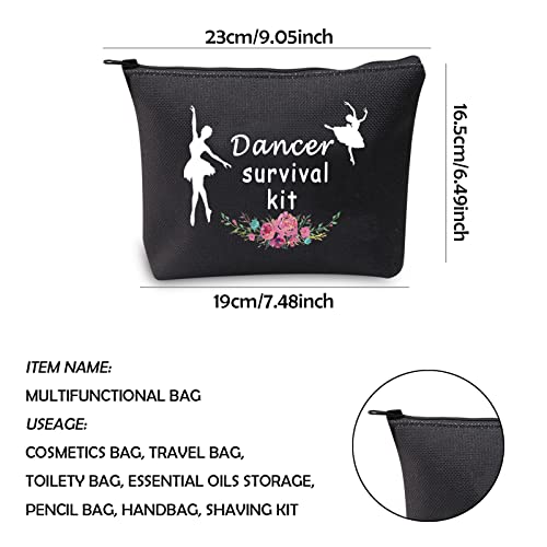 WCGXKO Dancer Survival Kit Dancer Gift Zipper Pouch Makeup Bag for Dance Instructor Dance Recitals and Dance Teams (Dancer Survival black)