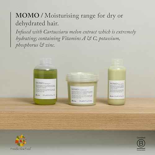 Davines MOMO Moisturizing Shampoo & Conditioner for Dry, Dehydrated Hair, Add Softness & Shine, Detangling Formula