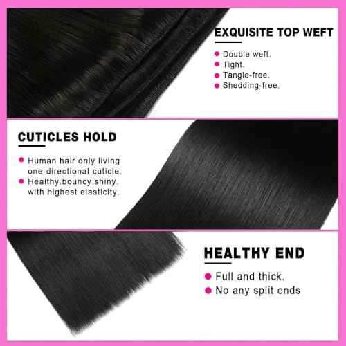 12A Human Hair Bundles 20 22 24 Inch Straight Human Hair Unprocessed Brazilian Hair 3 Bundles Quick Weave Natural Black