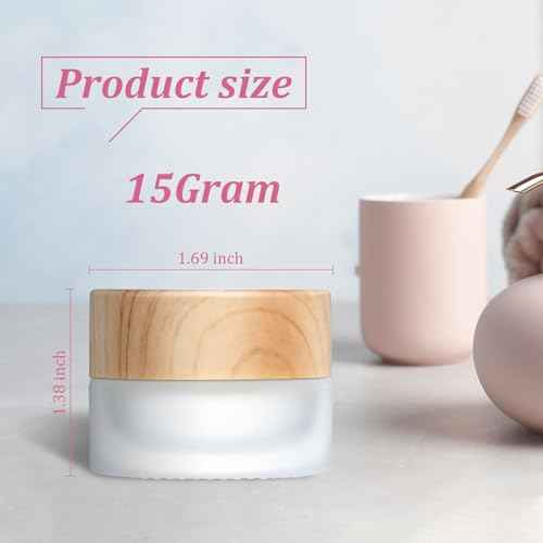 Geiserailie 10 Pieces Glass Cosmetic Containers Empty Sample Jars with Leak Proof Lids Makeup Sample Containers for Lotion Cream Cosmetic (15 Gram)