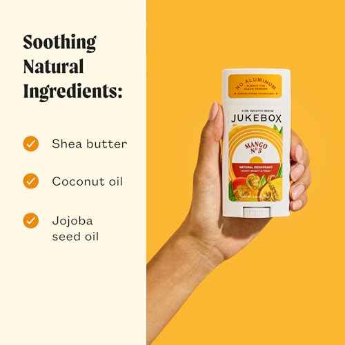 JUKEBOX Natural Deodorant for Women?Mango No. 5 Scent-Aluminum-Free, No Baking Soda, No Harsh Chemicals, Odor Blocking Technology, Mango,White Apricot,Peach-a Dr. Squatch Brand-2.65oz