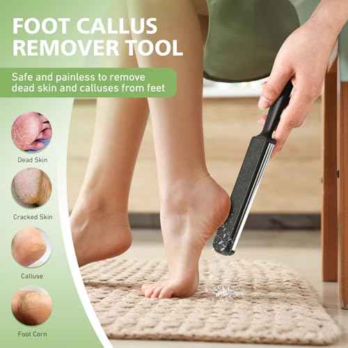 BALUCA Foot Files Callus Remover Stainless Steel Foot Rasp and Dual Sided Feet File Professional Scrubber Pedicure Tools Premium for Feet Care Remove Hard Skin, Black