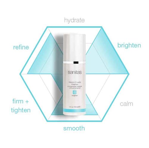 Sanitas Skincare Vitamin C Lactic Cleanser, Complexion Renewing, Active Cleanser, Lactic Acid, 5 Ounces