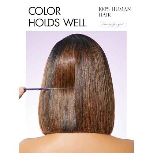 LUVME HAIR Bob Wig 100% Human Hair Wigs Glueless Lace Front 200% Density 10 Inches Brown Highlights Bob, Pre Cut Plucked Hd Lace Short Wig Ready To Go Natural Color Straight Bleached Knots Side Part