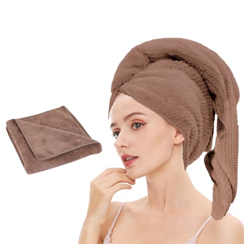 Microfiber Hair Towel Quick Dry Hair Towel Hair Drying Towels Suitable for All Kinds of Hair Ultra Absorbent Long and Thick Hair 24X48inch Dark Brown (1pcs)