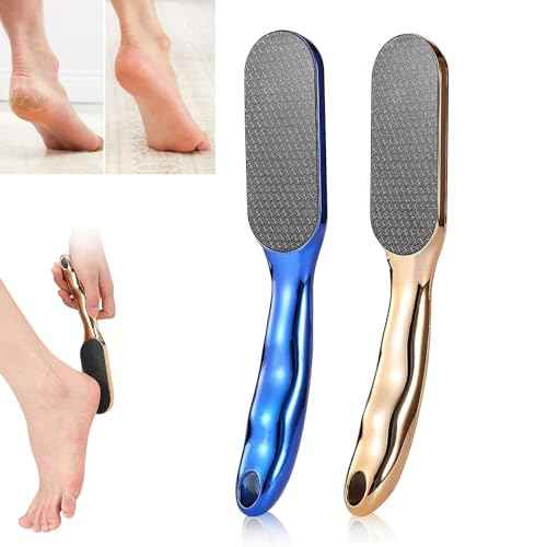 2pcs Hard Skin Remover Nano-Glass Foot File, Nano Glass Foot File with Non-Slip Ergonomic Handle, Professional Foot Care Tools (Gold+Blue)