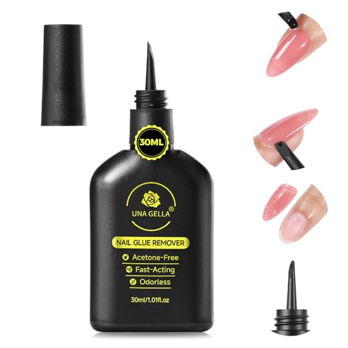 UNA GELLA Inbuilt Crowbar Press On Nail Glue Remover 30ML Acetone-Free Gentle Soak Off Gel Nail Glue Polish Remover for Nail Tip Adhesive Glue Easily Home DIY Not for U V Cured Gel