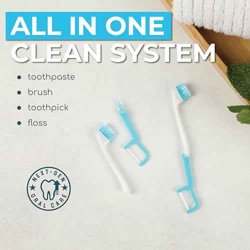 Brushee - The Evolution of Oral Care | 4-in-1 Tool (Paste + Brush + Floss + Pick) | Individually Wrapped | Disposable | Prepasted Travel Toothbrushes | Small Adult Toothbrush - (48-Pack)