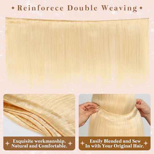 613 Blonde Bundles Human Hair 4 Bundles Straight 18 20 22 24 Inch 16A Grade Brazilian Virgin Human Hair Bundle Weave Hair Extensions For Women