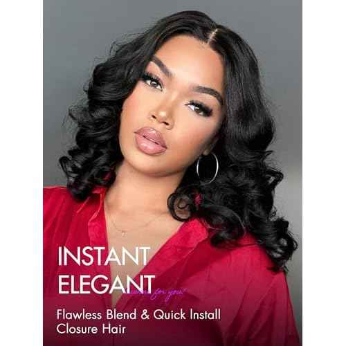 LUVME 13x4 Loose Wave Lace Frontal - 100% Human Hair, HD Transparent Lace, 150% Natural Black, 14 Inch