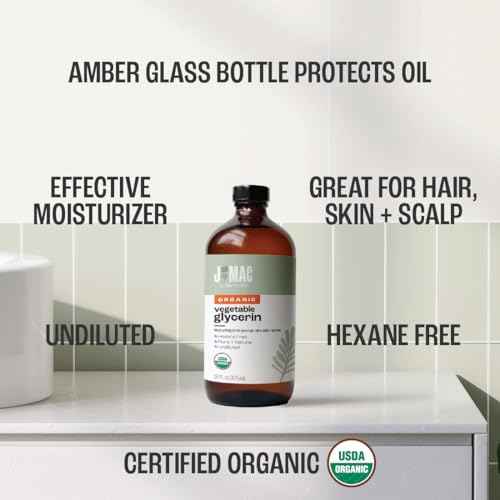 J MAC BOTANICALS, Organic Vegetable Glycerin (16 oz glass bottle)