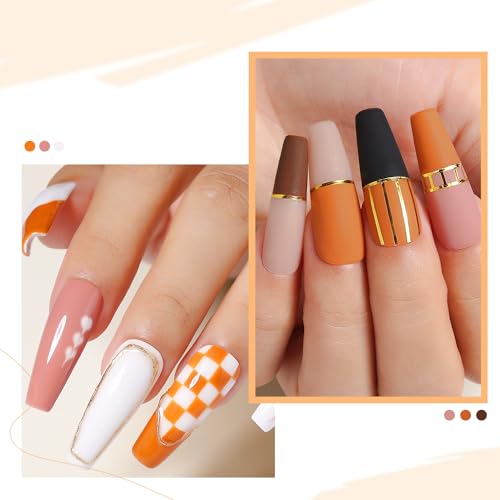 Nicedeco Gel Nail Polish 6 Pcs 8ml White Nude Orange Brown Purple Glitter Color Soak Off LED U V Gel Nail Kit Manicure DIY Home for Women