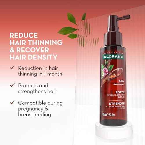 Klorane Intense Strengthening Serum with Quinine - Natural Alternative for Hair Thinning - Support Thicker, Stronger, Healthier Hair - Men & Women - Non-Greasy, Leave-in Formula - 3.3 fl. oz.