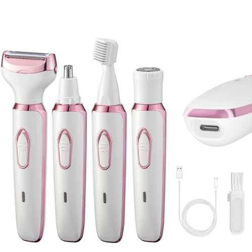 4-in-1 Electric Razor for Women - Rechargeable Painless Body & Facial Hair Remover, Bikini Trimmer for Legs, Underarm & Face, Portable Women's Shaver Set with Smooth Glide Technology