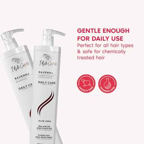 I Belli Capelli Ravenna Aloe Vera Shampoo & Conditioner Set ? Sulfate & Paraben-Free, Deep Moisture, Breakage Reduction for Dry, Damaged & All Hair Types, 2¡¿1L (33.8 fl oz each)