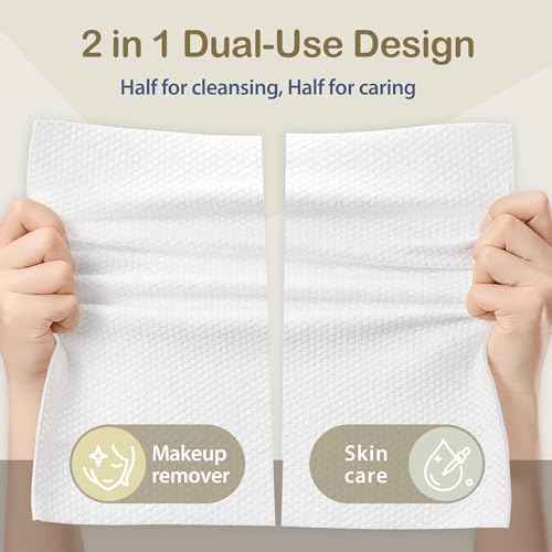 Ourmed Life Face Towels, 12"¡¿12" Tear-Off Disposable Biodegradable Facial Towels for Sensitive Skin, Lint- free Face Wipes for Washing Face, Skincare and Makeup Removal, Dry Wipes, (60 Ct, 1 Pack)
