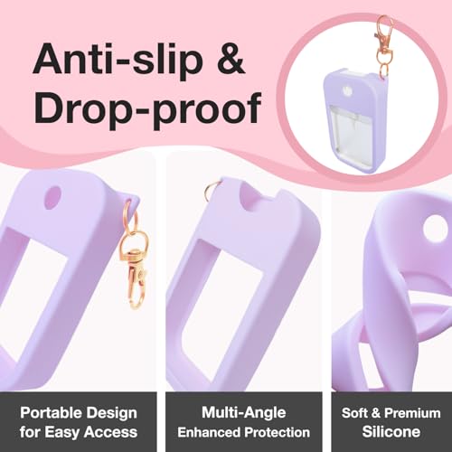 5 PCS Soft Silicone Case for Touchland Power Mist (1FL. OZ./30 mL), Protective and Stylish Case with Keychain Compatible with Touchland Hand Sanitizer Spray (Orange/Red/Purple/Black/White)