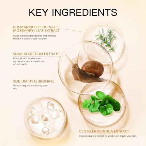 Snail Mucin Serum, Snail Secretion Filtrate, Snail Mucin Power Repairing Essence, Hydrating Serum with Snail Secretion Filtrate Sodium Hyaluronate for All Skin