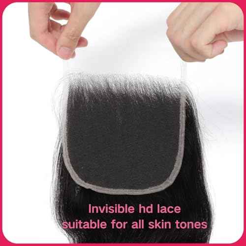 5x5 Hd Lace Closure Human Hair Body Wave Closure Invisible Skinlike Frontal Hd Lace Closure With Baby Hair 20 Inch Free part 5x5 Closure Human Hair Pre-Plucked Natural Hairline Natural Black 20inch