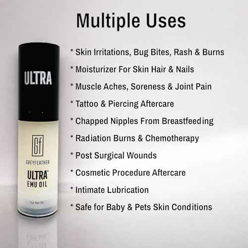 Greyfeather Ultra Emu Oil ? 45% More Anti-Inflammatory Properties | Deep Moisturizer for Skin, Hair & Nails | Supports Wound Healing, Reduces Scars, Soothes Irritations, Boosts Collagen & Hair Growth