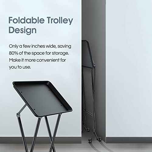Aluminum Foldaway Folding Service Tray on Wheels