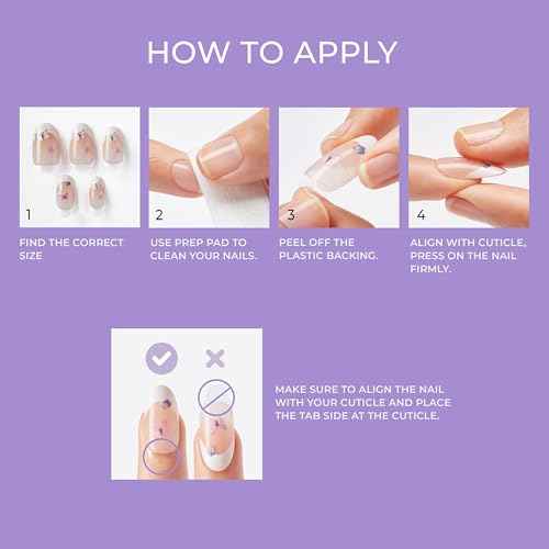 KISS imPRESS No Glue Mani Press On Nails, Design, 'Ballerina', Neutral/green, Medium Size, Coffin Shape, Includes 30 Nails, Prep Pad, Instructions Sheet, 1 Manicure Stick, 1 Mini File
