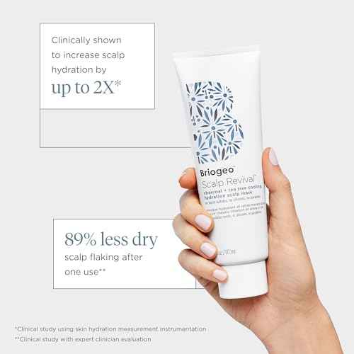Briogeo Scalp Revival Charcoal + Tea Tree Cooling Hydration Scalp Mask, Dry Scalp Treatment and Moisturizer, Soothes a Dry, Flaky, Itchy Scalp, Treatment for Oily Scalp, Vegan, Cruelty-Free, 6 fl oz