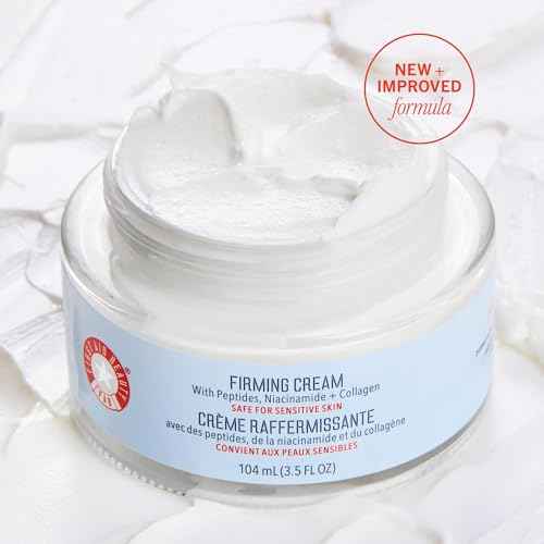 First Aid Beauty - Firming Collagen Cream with Peptides & Niacinamide, Ultra-Rich Plumping Moisturizer, Hydrates & Visibly Firms, Non-Comedogenic, Safe for Sensitive Skin, 3.5 oz