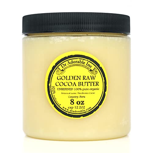 Dr Adorable - 8 oz - Golden Cocoa Butter - Unrefined Pure Natural Organic Raw Prime Pressed