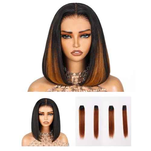 Arabella Hair Wear and Go Glueless Bob Wig Human Hair with 100g 4 pcs Brown Hair Clips 12inch 6x6 HD Lace Front Bob Wigs for Black Women Pre Cut Pre Plucked Pre Bleached Knots