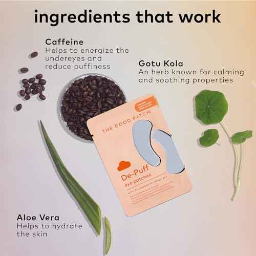 The Good Patch De-Puff Cooling Hydrogel Under Eye Patches for Puffy Eyes and Under Eye Bags, Made with Caffeine, Aloe Vera, Gotu Kola, Clinically Proven (18 Total Patch Sets)