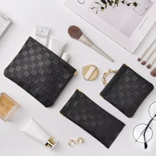 3PCS Small Makeup Bag for Purse£¬Waterproof Leather Portable Mini Makeup Bag,Snap Closure Organizer Pouch for Coin Cards Jewelry Lipstick Cosmetic Accessories£¬Small Travel Kit Storage Pouch