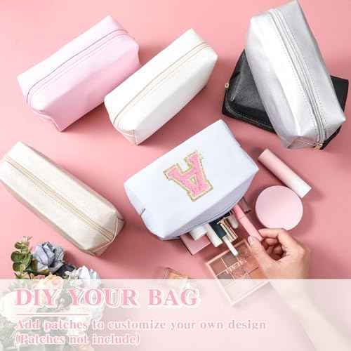 12 Pcs Aesthetics Makeup Bag PU Leather Cosmetic Bag Makeup Pouch Bulk Plain Cosmetic Pouch Waterproof Toiletry Bag for Christmas Party Gift Travel Cosmetic Organizer for Women