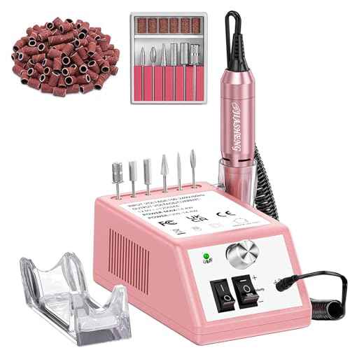 JIASHENG Nail Drill, 20000rpm Professional Electric Nail Drill Machine, Electric Nail File Drills for Acrylic Nails Gel Nails Manicure Pedicure Tools for Salon Use, Pale Pink